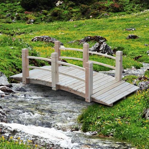 Gardenbrug houten brug met leuningen tot 180 kg Fir Wood, Tuin en Terras, Overige Tuin en Terras, Nieuw, Ophalen of Verzenden