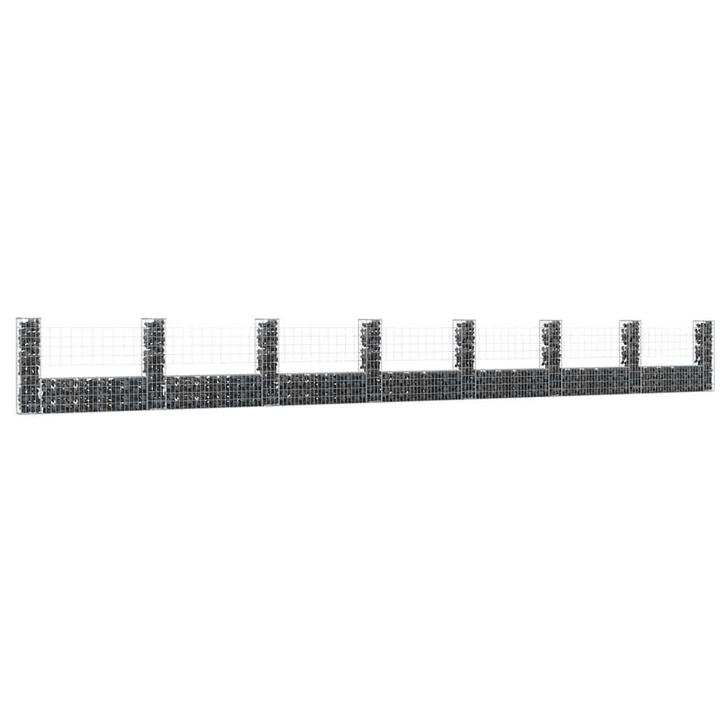 vidaXL Schanskorf U-vormig met 8 palen 860x20x100 cm ijzer, Tuin en Terras, Tuinhekken en Hekwerk, Nieuw, Verzenden