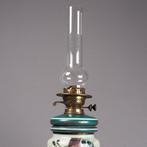 handbeschilderd artnouveau - Lampe à huile - Verre opalin,, Antiek en Kunst