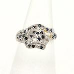 Ring - 8 karaat Geel goud, Witgoud - Diamant - Saffier /, Nieuw