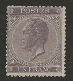 België 1867 - 1F Violet - Leopold I met aangezicht naar