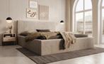 Meubella | Tweepersoonsbed 160x200 beige ribstof - Modern, Huis en Inrichting, Verzenden, Nieuw