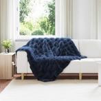 vidaXL Faux Konijnenbont Dekentje Marine Blauw 130 x 150 cm, Maison & Meubles, Verzenden