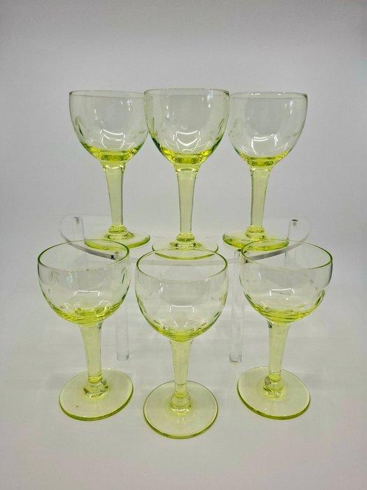 Drinkservies (6) - Uraniumglas, Antiek en Kunst, Antiek | Glaswerk en Kristal