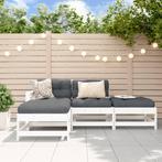 vidaXL 4-delige Loungeset met kussens massief hout wit, Tuin en Terras, Verzenden, Nieuw, Loungeset