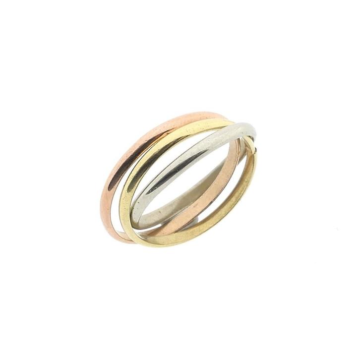 Tricolor gouden trinity ring, Handtassen en Accessoires, Ringen, Dame, Overige kleuren, Kleiner dan 17, Gebruikt, Goud, Ophalen of Verzenden