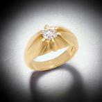 Ring Vintage 18kt geelgouden heren 0,60 ct diamanten