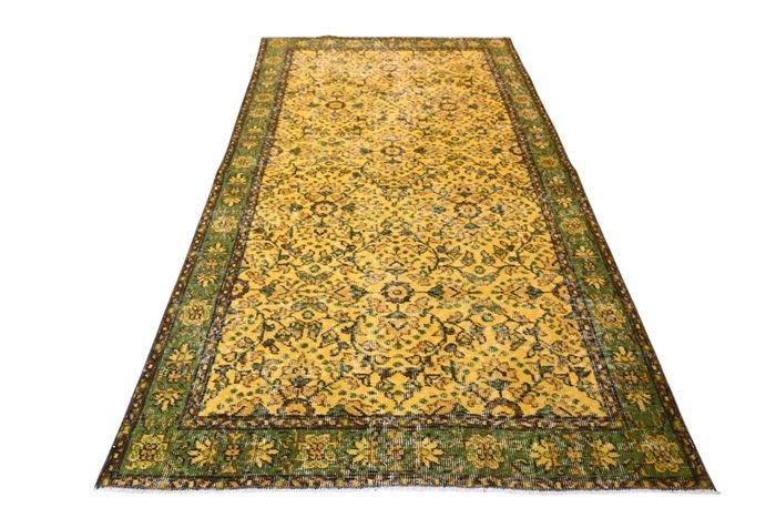 Geel vintage - Vloerkleed - 210 cm - 115 cm - met, Huis en Inrichting, Stoffering | Tapijten en Vloerkleden