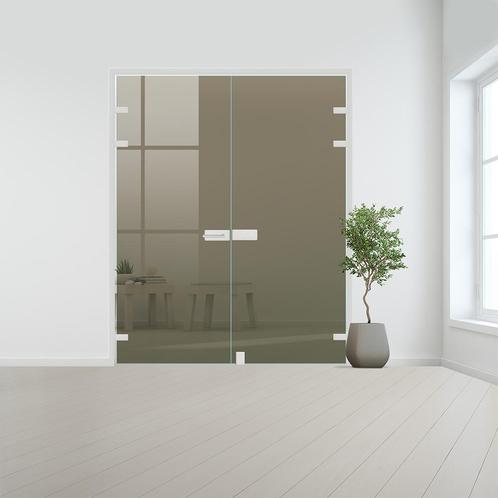 Glazen dubbele binnendeur XL voor stomp kozijn aluminium bes, Bricolage & Construction, Fenêtres & Moustiquaires, Envoi
