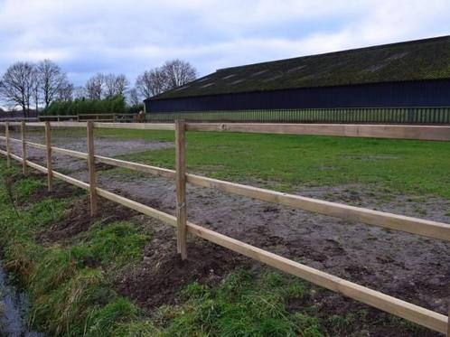 Veiling - Houten paardenhekwerk 3-regels 240m, Tuin en Terras, Schuttingen