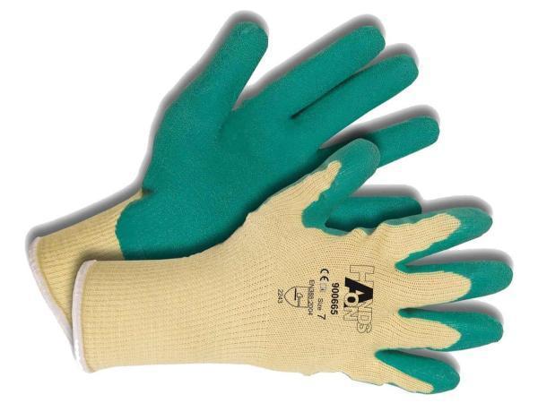 Veiling - 6x Hands-on werkhandschoenen maat 8 geel-groen, Jardin & Terrasse, Outils à main