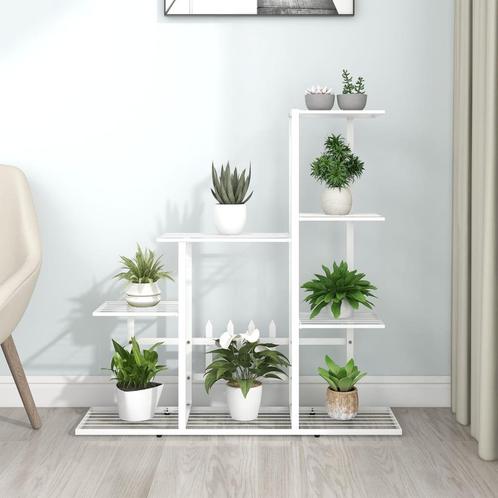 vidaXL Bloemenstandaard 94,5x25x88 cm metaal wit, Tuin en Terras, Bloembakken en Plantenbakken, Nieuw, Verzenden