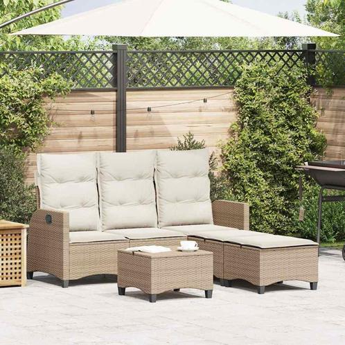 vidaXL 3-delige Tuinbankstel met kussens L-vormig beige poly, Tuin en Terras, Tuinsets en Loungesets, Nieuw, Verzenden