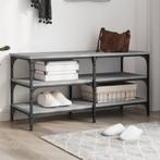 vidaXL Schoenenbankje 100x38,5x49 cm bewerkt hout grijs, Verzenden, Nieuw