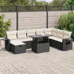 vidaXL Salon de jardin 9 pcs avec coussins noir rÃ©sine, Verzenden, Salons de jardin