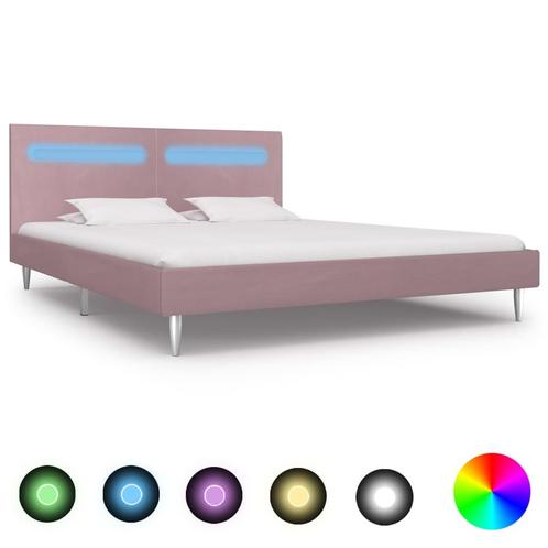vidaXL Bedframe met LED stof roze 180x200 cm, Huis en Inrichting, Slaapkamer | Bedden, Nieuw, Verzenden