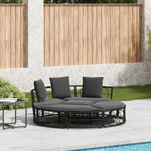 vidaXL Loungebed voor buiten zonder luifel poly rattan zwart, Tuin en Terras, Ligbedden, Nieuw, Verzenden