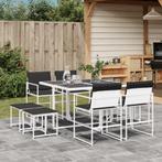vidaXL 9-delige Tuinset met kussens textileen wit, Tuin en Terras, Tuinsets en Loungesets, Verzenden, Nieuw, Tuinset