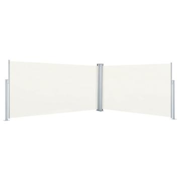 vidaXL Windscherm uittrekbaar 160x600 cm crèmekleurig, Verzenden