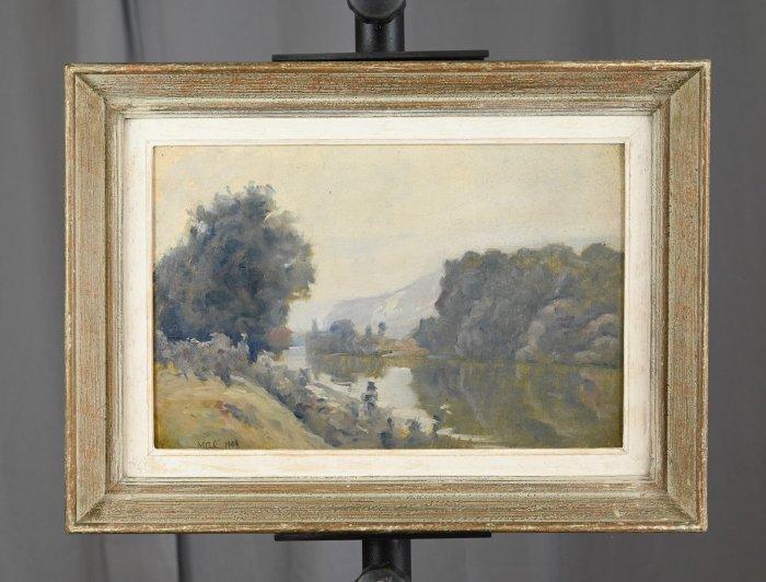 Maurice Gosselin-Parelle (1876 - 1931) - Brume sur la seine, Antiek en Kunst, Kunst | Schilderijen | Klassiek