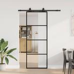 vidaXL Schuifdeur met beslagset 76x205 cm ESG glas zwart, Doe-het-zelf en Bouw, Deuren en Vliegenramen, Verzenden, Nieuw