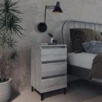 vidaXL Nachtkastje met metalen poten 40x35x69 cm grijs, Verzenden, Nieuw