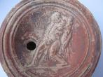 Romain antique, Empire Terre cuite lampe à huile - Hercule, Antiek en Kunst
