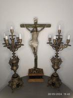 Antiek Crucifix - Kastanje - 1800-1850 - Christus werd op de