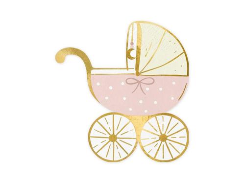 Lichtroze Servetten Kinderwagen 14cm 20st, Hobby & Loisirs créatifs, Articles de fête, Envoi