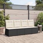 vidaXL Tuin Sofa met kussen Zwart en Crème Wit poly rattan, Verzenden, Nieuw