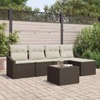 vidaXL Tuin Eettafel Set met kussen met opslag 6 pcs Bruin, Verzenden, Nieuw