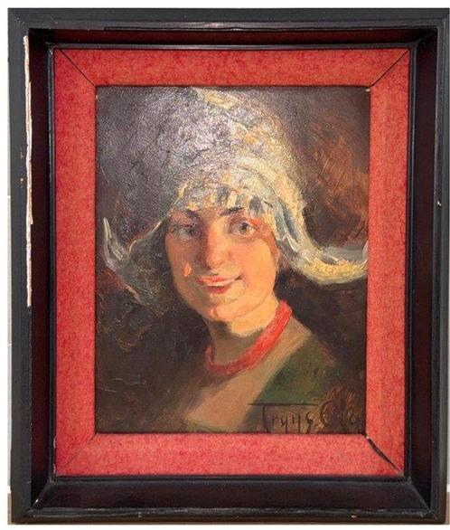 Truus Claes (1890-1954) - Portret van een Zeeuws meisje., Antiek en Kunst, Kunst | Schilderijen | Klassiek