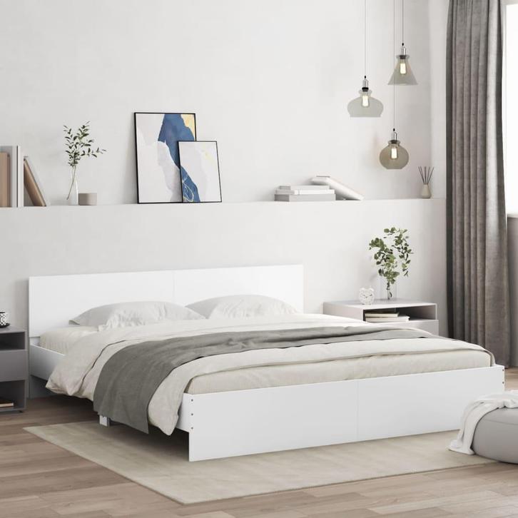 vidaXL Bedframe met hoofdeinde wit 160x200 cm, Huis en Inrichting, Slaapkamer | Bedden, Nieuw, Verzenden