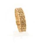 8 Krt. Brede fantasie schakel armband | 18,5 cm, Handtassen en Accessoires, Antieke sieraden, Ophalen of Verzenden, Goud