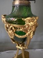 Frans ontwerp - Olielamp - Vergulde Brons legering, glas, Antiek en Kunst