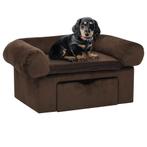 vidaXL Hondenbank met lade 75x50x38 cm pluche bruin, Verzenden, Nieuw