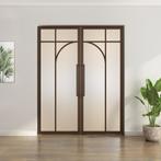 Dubbele stalen taatsdeur - Brons - 5 Vlaks rond - Mat glas, Overige typen