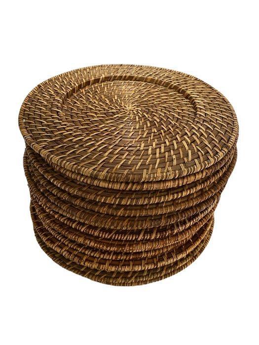 Onderbord (14) - Riet - Rieten onderborden, Antiquités & Art, Art | Objets design