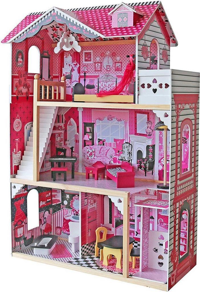 Houten Poppenhuis - Met meubels – Speelhuis - Roze - Infanta, Collections, Maisons de poupées & Accessoires, Envoi