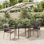 vidaXL 3-delige Tuinset met kussens poly rattan zwart en, Verzenden, Nieuw, Tuinset