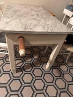 Tafel - Hout, Marmer - Keukentafel met marmeren blad en