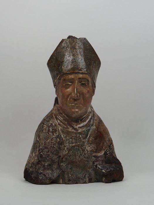 sculptuur, Bust of a bishop - 32.5 cm - Hout, Antiek en Kunst, Kunst | Niet-Westerse kunst