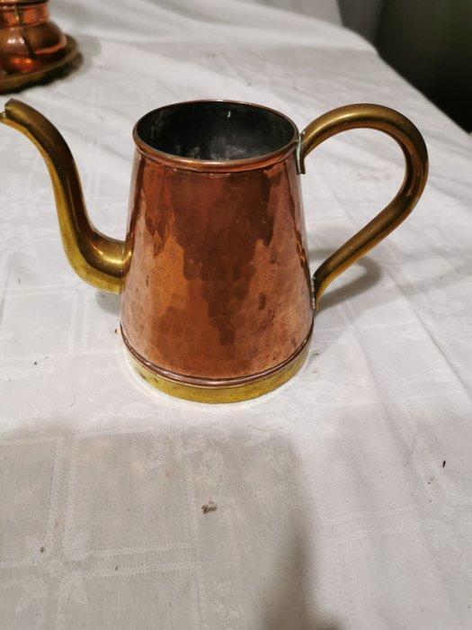 Koffie- en theeservies (5) - Koper - Tinnen binnenlaag aan, Antiek en Kunst, Curiosa en Brocante