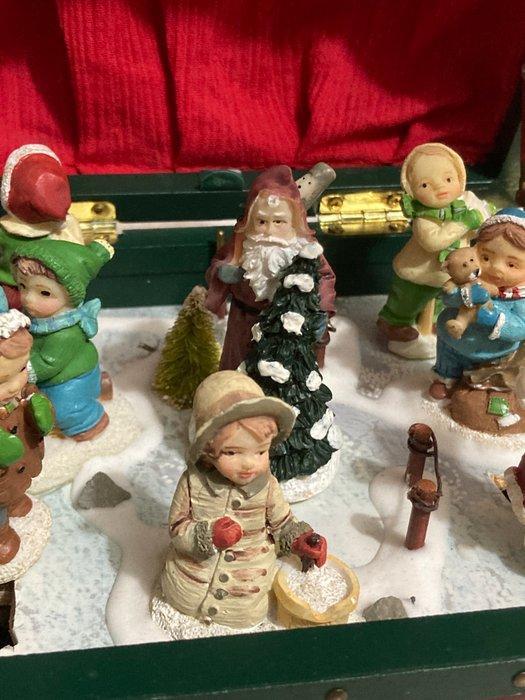 (1) Modèle Rare boite à musique de Noel vert , décors animé, Divers, Noël
