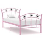 vidaXL Bedframe met voetbaldesign metaal roze 90x200 cm, Huis en Inrichting, Slaapkamer | Bedden, Verzenden, Nieuw