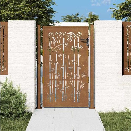vidaXL Poort met bamboe-ontwerp 105x130 cm cortenstaal, Tuin en Terras, Tuinpoorten, Nieuw, Verzenden