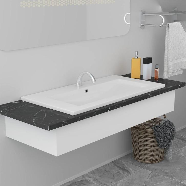 vidaXL Inbouwwastafel 91x39,5x18,5 cm keramiek wit, Doe-het-zelf en Bouw, Sanitair, Nieuw, Verzenden