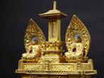Buddhist Altar – One Pagoda Flanked by Two Buddhas (Samboson, Antiek en Kunst