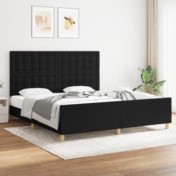 vidaXL Bedframe met hoofdeinde stof zwart 180x200 cm, Huis en Inrichting, Slaapkamer | Bedden, Verzenden, Nieuw