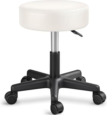 Zadelkruk - Kruk op wielen - Rolkruk - Draaikruk - Wit - TRE beschikbaar voor biedingen